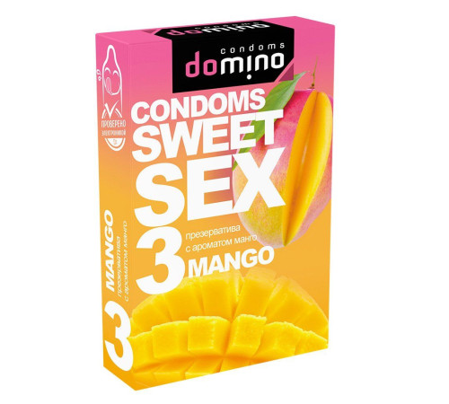 Презервативы для орального секса DOMINO Sweet Sex с ароматом манго - 3 шт.