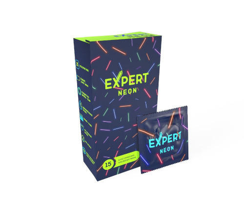 Светящиеся в темноте презервативы Expert Neon - 15 шт.