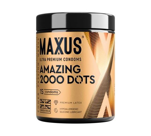 Точечные презервативы MAXUS 2000 Amazing Dots с железным кейсом - 15 шт.