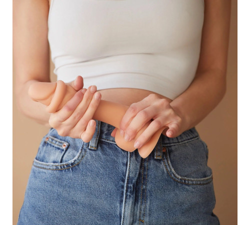 Телесный фаллоимитатор Sliding Skin Realistic Dildo XL с подвижной кожей - 19 см.