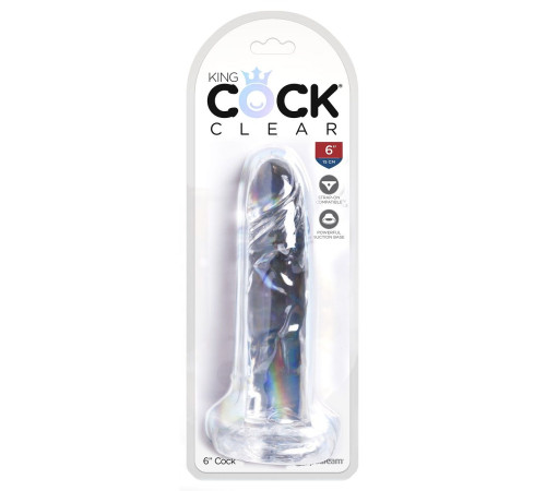 Прозрачный фаллоимитатор King Cock Clear 6 Cock - 18,4 см.