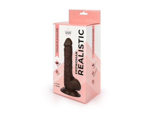 Заказать Реалистичный фаллоимитатор Erowoman коричневого цвета - 19,5 см.