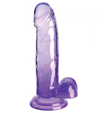 Фиолетовый фаллоимитатор с мошонкой на присоске 7’’ Cock with Balls - 20,3 см.