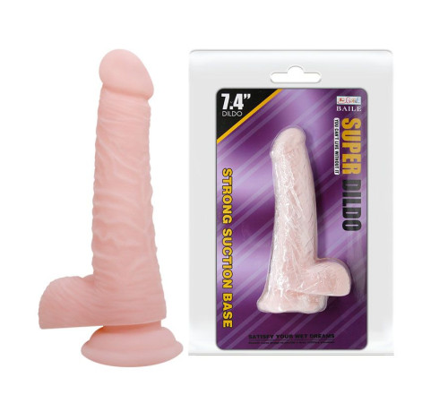 Телесный фаллоимитатор с присоской Super Dildo - 18,8 см.