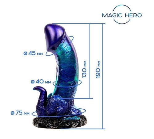 Оригинальный фаллоимитатор с широким фигурным основанием - 19 см.