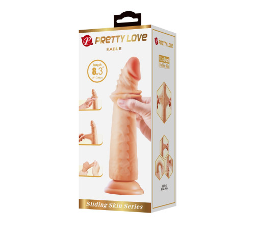 Телесный фаллоимитатор с эффектом скользящей кожи Kable - 21 см.