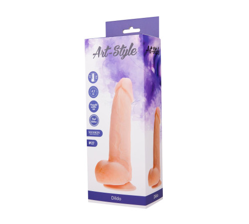 Фаллоимитатор с мошонкой на присоске ART-Style №27 - 21 см.