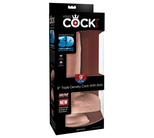 Телесный фаллоимитатор на присоске 9  Triple Density Cock with Balls - 24,1 см.