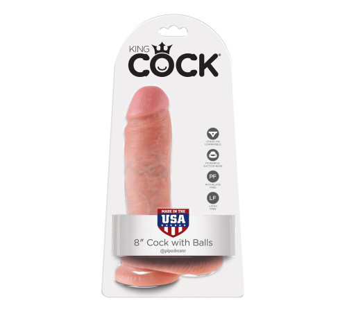 Телесный фаллоимитатор 8  Cock with Balls - 21,3 см.