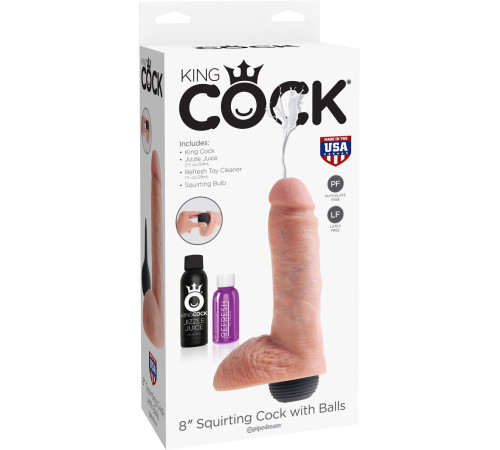 Реалистичный фаллоимитатор с эффектом семяизвержения Squirting Cock with Balls - 20,3 см.