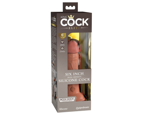 Заказать Кофейный фаллоимитатор 6  Silicone Dual Density Cock - 17 см.