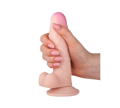 Телесный фаллоимитатор на присоске из неоскин - 17 см.