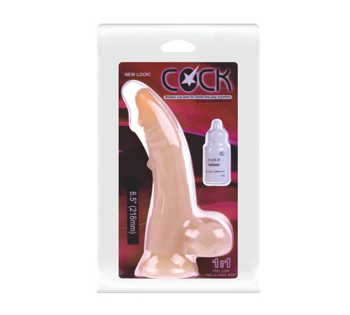 Фаллоимитатор с мошонкой New Look - 21,6 см.
