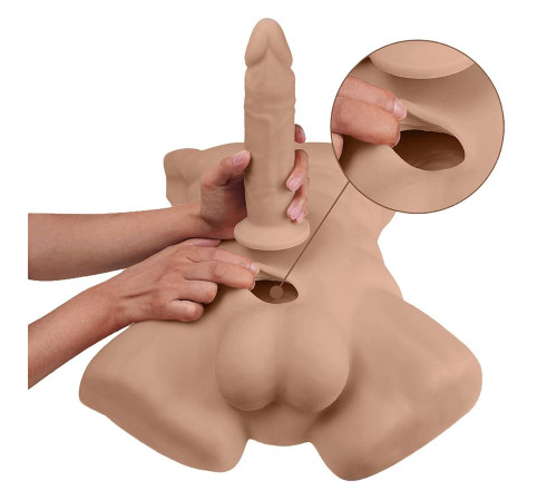 Карамельный мужской торс с фаллоимитатором SILEXD Apollo L 7