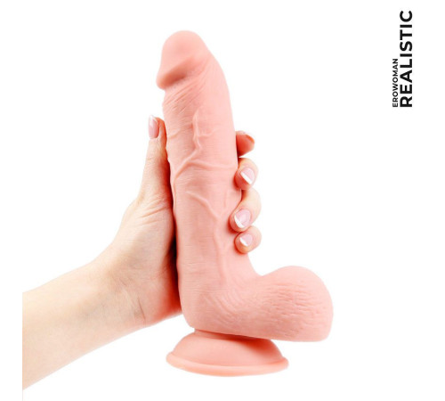 Фаллоимитатор-реалистик Erowoman телесного цвета с мошонкой
