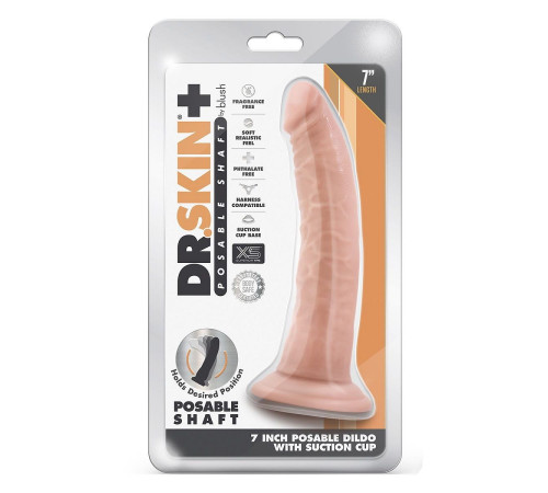 Телесный фаллоимитатор-реалистик 7 Inch Posable Dildo - 19 см.