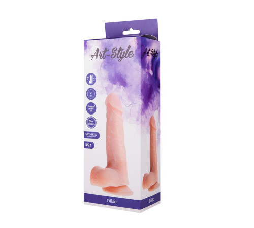 Фаллоимитатор с мошонкой на подошве-присоске ART-Style №22 - 19,5 см.