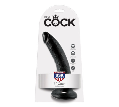 Чёрный фаллоимитатор с присоской 7  Cock - 17,8 см.