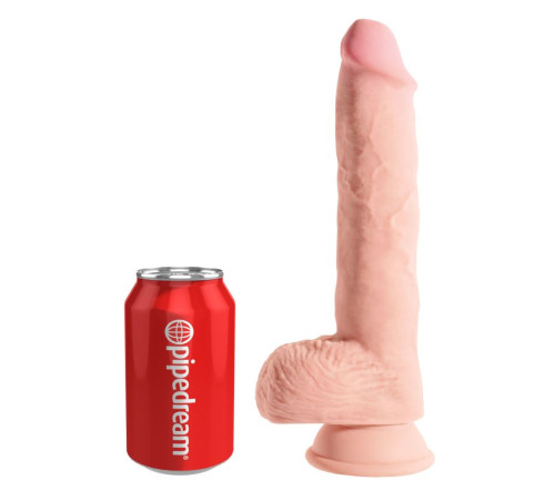 Телесный фаллоимитатор на присоске 10  Triple Density Fat Cock with Balls - 27,9 см.