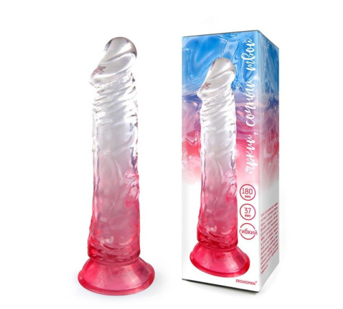 Красный гибкий фаллоимитатор на присоске - 20,5 см.