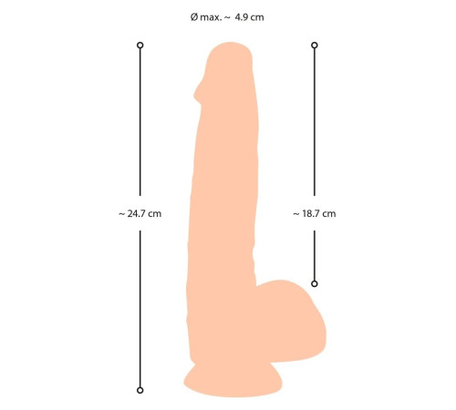 Телесный фаллоимитатор с подвижной кожей - 24,7 см.