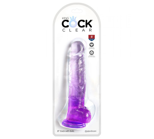 Фиолетовый фаллоимитатор с мошонкой на присоске 8’’ Cock with Balls - 22,2 см. Фиолетовый фаллоимитатор с мошонкой на присоске 8’’ Cock with Balls - 22,2 см.