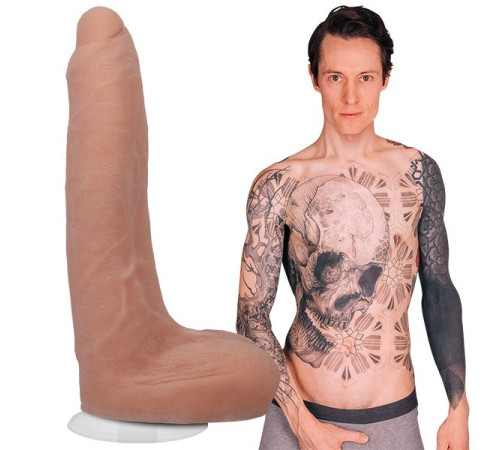 Телесный фаллоимитатор с мошонкой на съемной присоске Owen Gray Signature Cocks - 23,5 см.