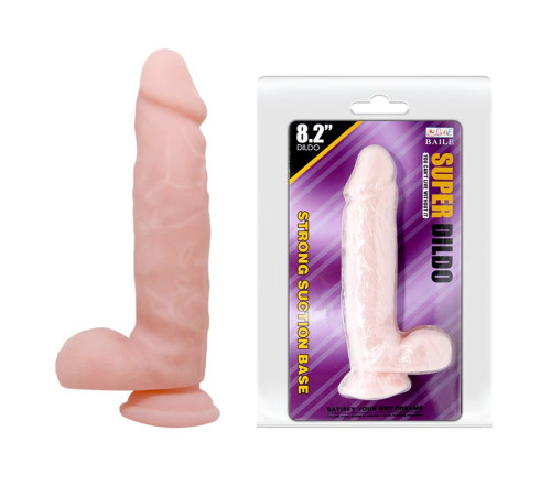 Телесный фаллоимитатор с присоской Super Dildo - 21 см.