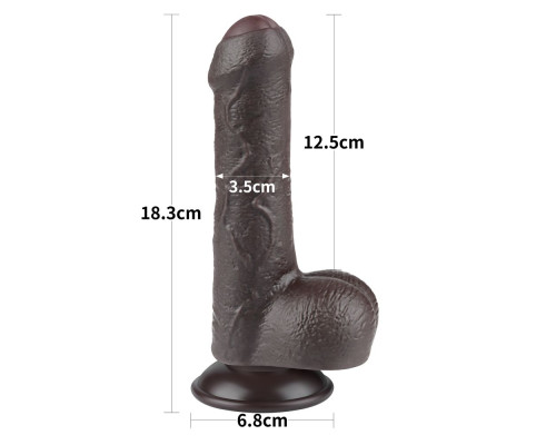 Заказать Коричневый фаллоимитатор 7 Sliding Skin Dual Layer Dong на присоске - 18,3 см.