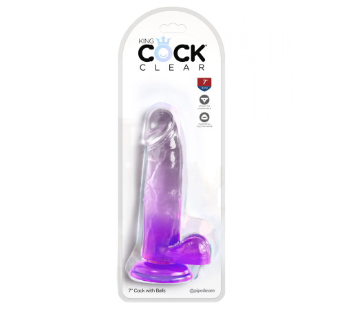 Фиолетовый фаллоимитатор с мошонкой на присоске 7’’ Cock with Balls - 20,3 см. Фиолетовый фаллоимитатор с мошонкой на присоске 7’’ Cock with Balls - 20,3 см.