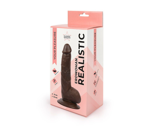 Реалистичный фаллоимитатор коричневого цвета Erowoman - 20 см.