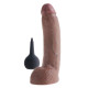 Заказать Коричневый фаллоимитатор с эффектом семяизвержения Squirting Cock with Balls - 22,9 см.