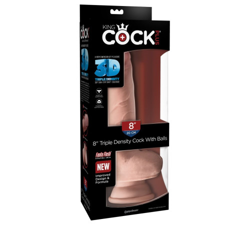 Телесный фаллоимитатор на присоске 8  Triple Density Fat Cock with Balls  - 24,1 см.