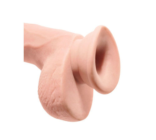 Телесный фаллоимитатор на присоске 9  Triple Density Cock with Balls - 24,1 см.