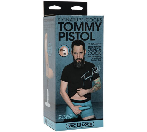 Телесный фаллоимитатор Tommy Pistol со съемной присоской - 19,7 см.