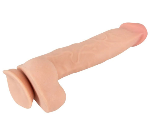 Телесный фаллоимитатор с подвижной кожей - 24,7 см.