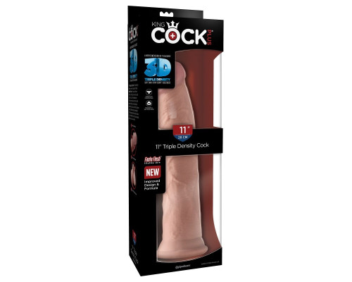 Телесный фаллоимитатор на присоске 11  Triple Density Cock - 25,4 см.