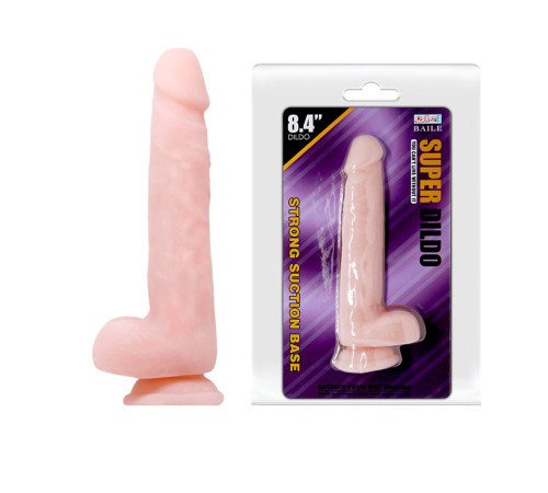 Телесный фаллоимитатор на присоске Super Dildo - 21,5 см.
