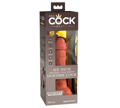 Фаллоимитатор цвета карамели 6  Vibrating Silicone Dual Density Cock - 17,8 см.