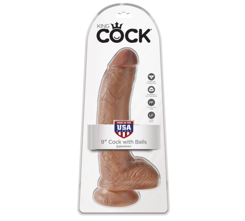 Фаллоимитатор-мулат 9  Cock with Balls - 22,9 см.