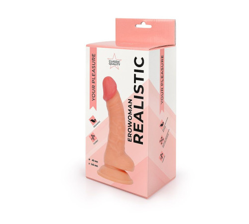 Телесный фаллоимитатор-реалистик Erowoman - 19 см.