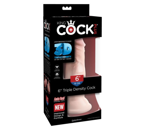 Телесный фаллоимитатор на присоске 6  Triple Density Cock - 18,4 см.