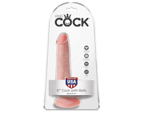 Заказать Телесный фаллоимитатор с мошонкой и присоской 6  Cock with Balls - 17,8 см.