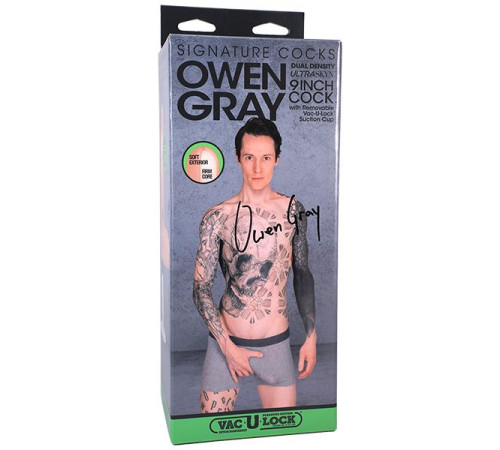 Телесный фаллоимитатор с мошонкой на съемной присоске Owen Gray Signature Cocks - 23,5 см.