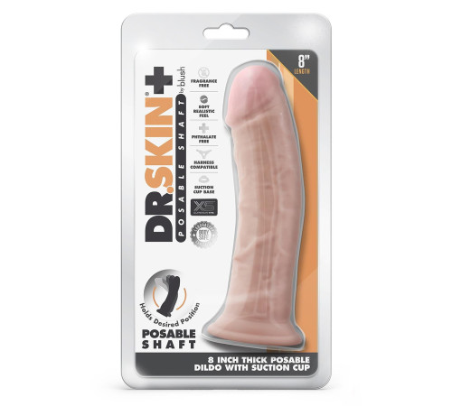 Телесный фаллоимитатор 8-Inch Thick Posable Dildo - 20,3 см.