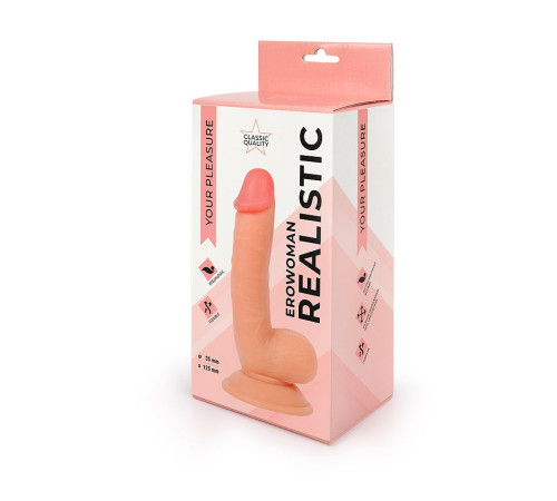 Телесный реалистичный фаллоимитатор Erowoman - 18 см.