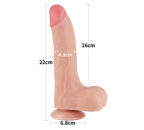 Телесный фаллоимитатор 8.5 Sliding Skin Dual Layer Dong - 22 см.