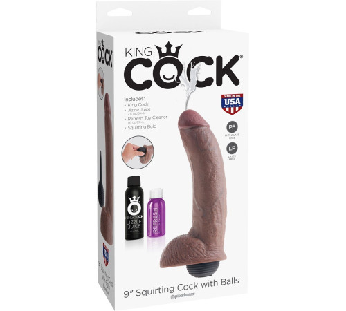 Коричневый фаллоимитатор с эффектом семяизвержения Squirting Cock with Balls - 22,9 см. Коричневый фаллоимитатор с эффектом семяизвержения Squirting Cock with Balls - 22,9 см.