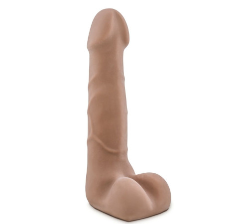 Кофейный фаллоимитатор с мошонкой Suave - 17,78 см.