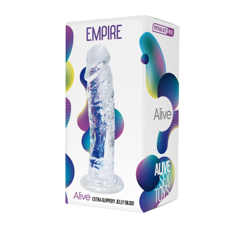 Прозрачный фаллоимитатор на присоске Empire Jelly Dildo - 19,3 см.
